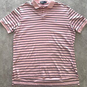 Ralph Lauren Pink Striped Polo Shirt Men’s XL Short Sleeve